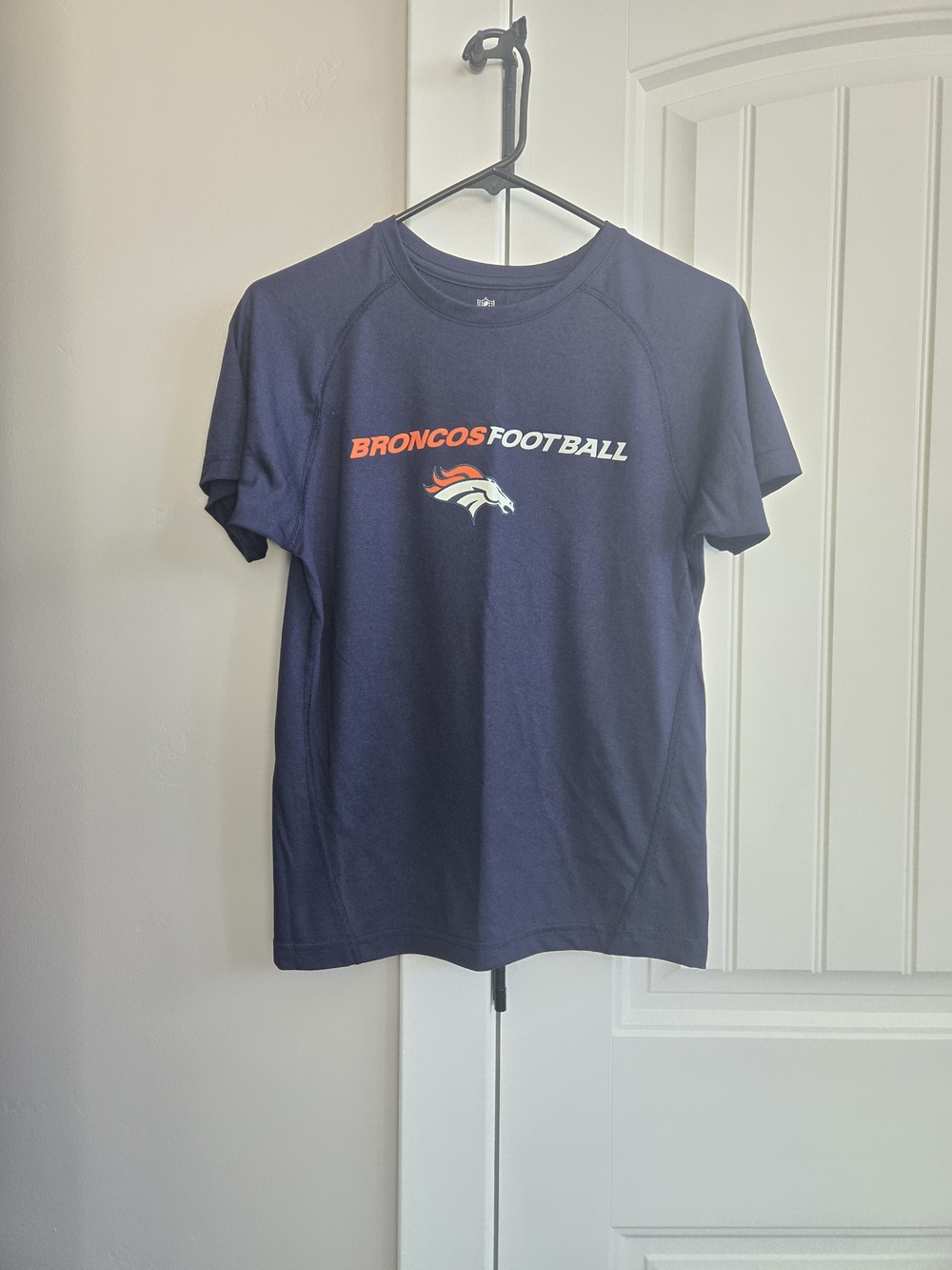 NFL Navy Broncos Football Short-Sleeve Tee with Orange Logo